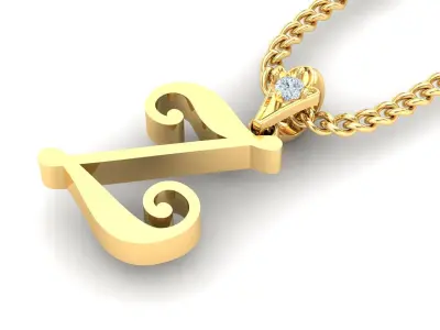 Alphabet V3 Light Gold  Font Pendant Z 3D print model