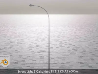 Street Light 5 Galvanized F1 M3 K0 A1 6000mm  Low-poly 3D model