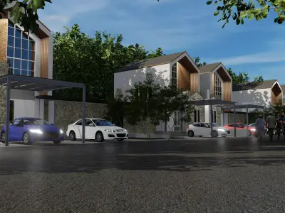 Modern 2 Storey House with Pool 12x12m SketchUp Only 3D model