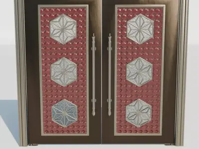 Luxurious double front doors 3D model