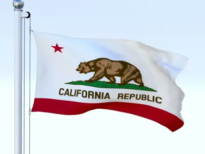 Animated California Flag Low-poly 3D model