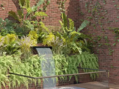 Garden Greenwall with Fountain 3D model