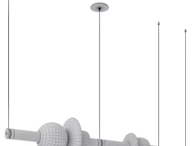 Linear minimalist LED pendant light Stellar Orbit Low-poly 3D model