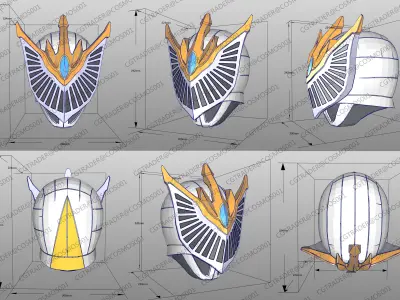 Kamen rider Femme Helmet paper papekura Low-poly 3D model