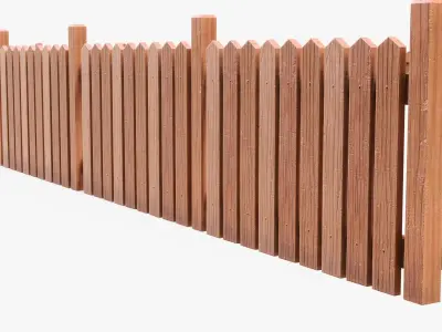 Stylized Wood Fence 3D model