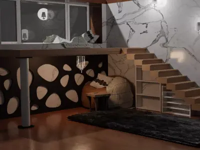 Small interior set Free 3D model