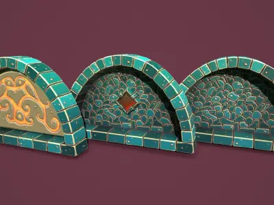 Fantasy stone window 2 Low-poly 3D model