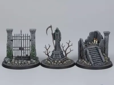  Cursed Gothic Graveyard - Modular Terrain Set - Pre-supported  3D print model
