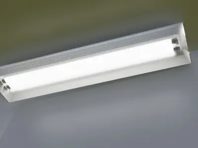 Fluorescent Light with Cord and Plug Free low-poly 3D model