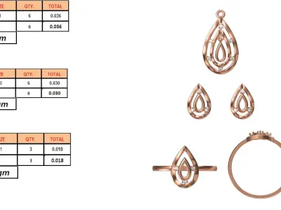 Light wt Ring Earrings Pendant set stl jcd 1-render details 3D print model 41