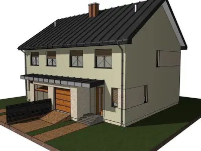 developer house two families double house model 3D model