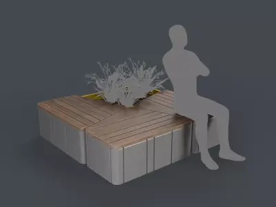 Modern Outdoor Bench 116 PBR Game Ready Low-poly 3D model