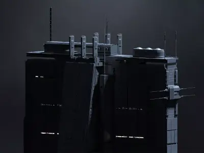 Brutalist Scifi Future Building 10  3D model
