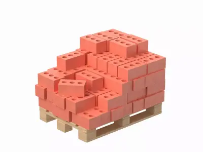 Bricks On Wooden Pallet 3D model purchase