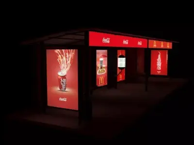 Large bus stop v1 night 3D model