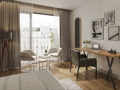3D Hotel Room Interior Scene  HighQuality 3ds Max and Corona 3D model