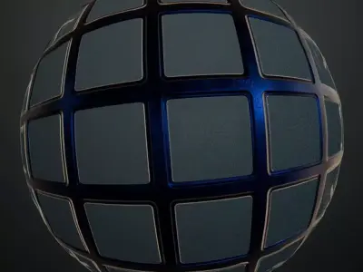 Shiny Blue Glass Metal Grill Transparent PBR Texture