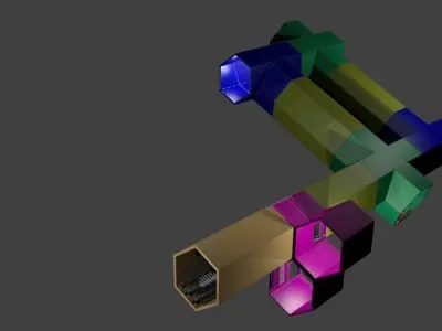 Five Modular Hexagon Hallway Set 3D model