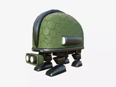 Turtleback Robot J03 Green Turtle - SciFi Character Design Low-poly 3D model
