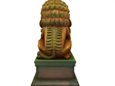 Japan PBR Lion Statue and printable Low-poly 3D model