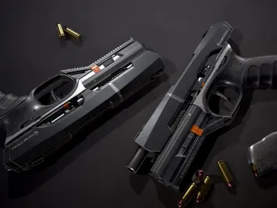 Sci-fi Gun Game Ready 4k Textures Low-poly 3D model