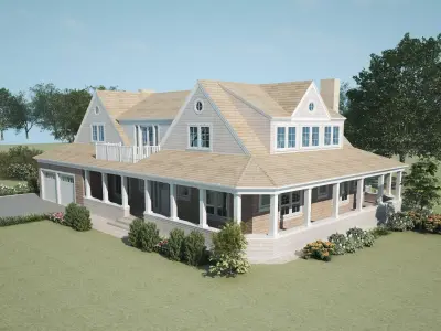 Modern Suburban House Exterior  Residential 3D Model Low-poly 3D model