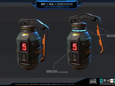 Sci Fi M4 - Grenade Low-poly 3D model