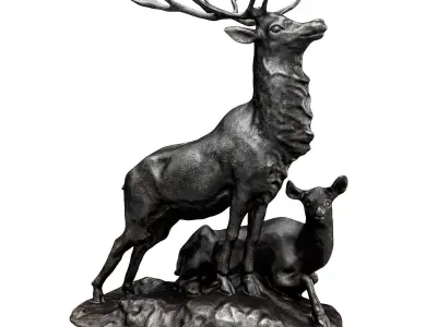 Couple of deers sculpture 3D model
