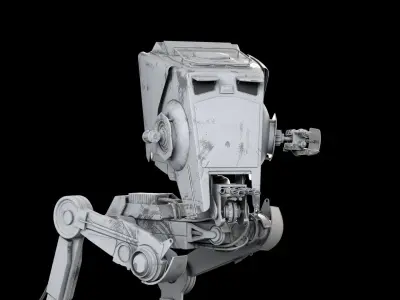 RIGGED Star Wars at st walker with walk cycle  3D model