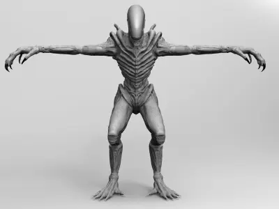 Alien Xenomorph Hunter 3D Production Model Rigged 3D model
