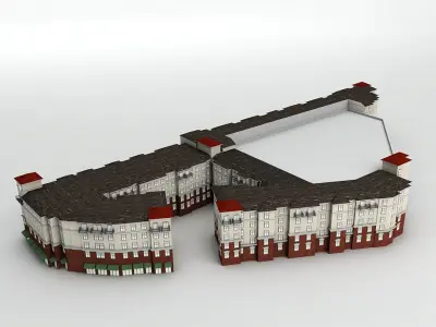 Large Residential Building Apartments Condominiums Low-poly 3D model