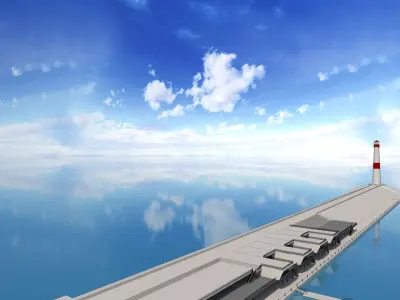 Harbor ferry boat on water 3D model