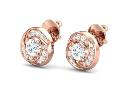 SWAZ15ER rose gold stud earrings with diamonds 3D print model