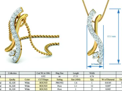 Women Pendant 3dm STL FBX OBJ Render Details 3D print model 7