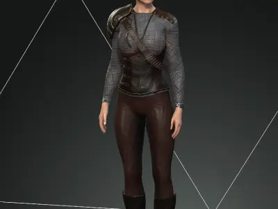 Pack 14 Steampunk rigged character woman Low-poly 3D model