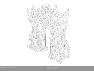 Low Poly Stylized Infernal Gateway of the Fire Lord Low-poly 3D model