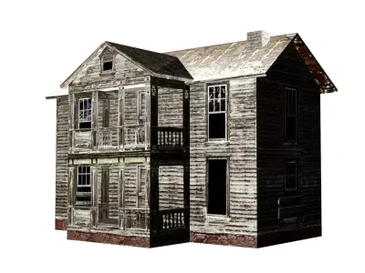 old house PBR texture Low-poly 3D model