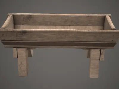 Old Wooden Trough PBR Low Poly Low-poly 3D model