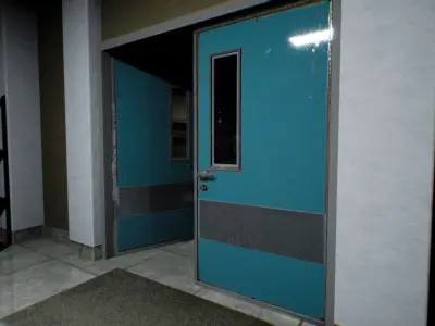 Metal Door single and double door with glass Low-poly 3D model