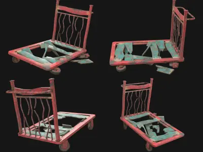 Broken Cart Low-poly 3D model
