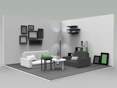 Low Poly Interiors - Living Room Low-poly 3D model