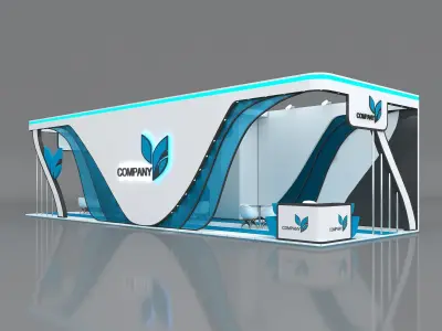 Booth Exhibition Stand Stall 15x5m Height 400 cm 3 Side Open 3D model