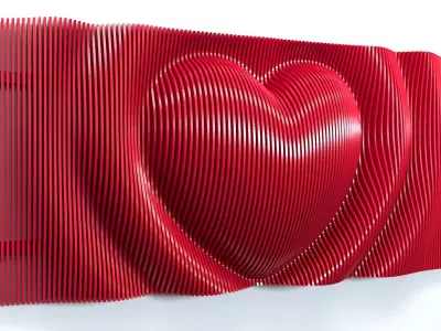 Parametric Heart Panel Wall Decor 3D model