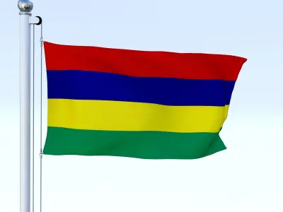 Animated Mauritius Flag Low-poly 3D model
