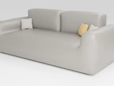 Soft leather sofa for relaxing in light colors 3D model