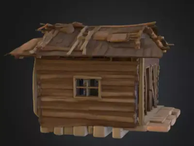 Humble Wooden House Low-poly 3D model