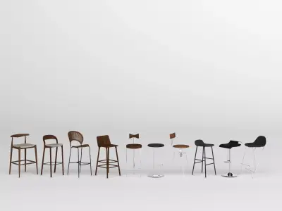 Modern Bar Stool 3D Model Collection  Low-poly 3D model