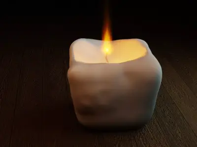 white cylindrical candle 3d-model  Low-poly 3D model