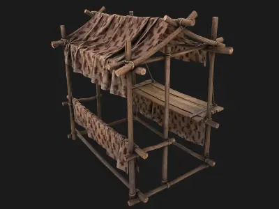 Market Tents Red Dots Low-poly 3D model