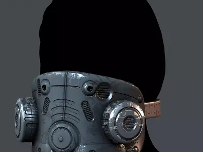 Gas mask helmet 3d model scifi Low-poly  Low-poly 3D model 495
